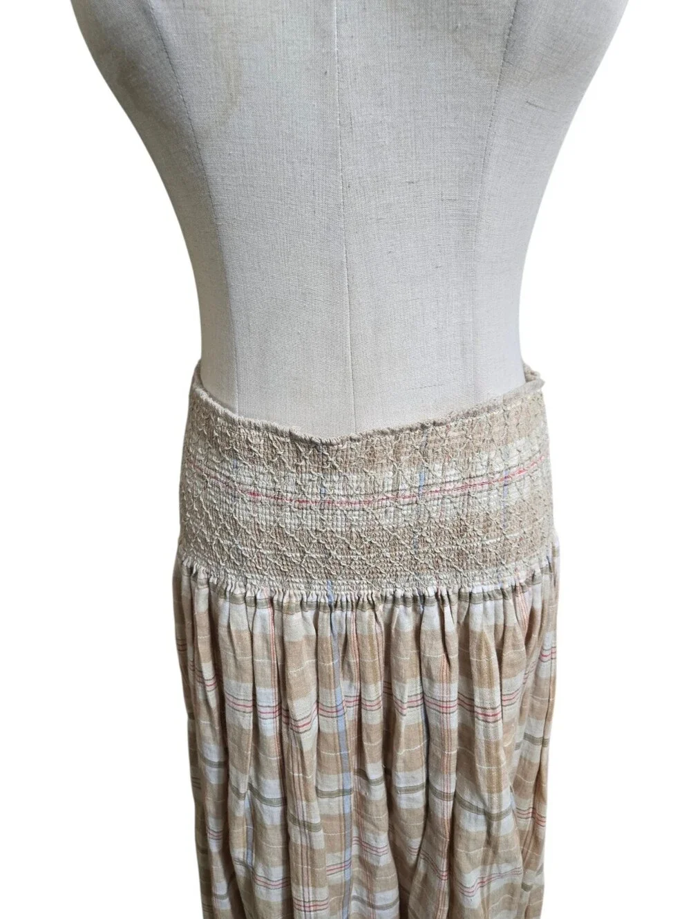 Tommy Hilfiger Beige Plaid Midi Skirt